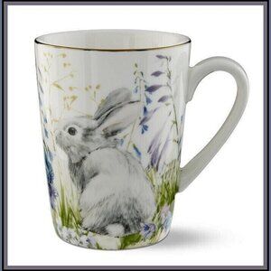 NEW RARE Williams Sonoma Easter Bunny Floral Mug 16 OZ Porcelain